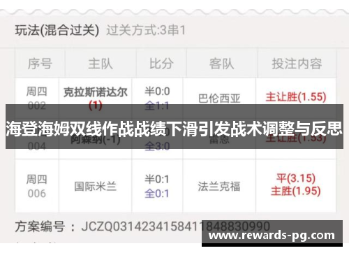 海登海姆双线作战战绩下滑引发战术调整与反思 海登海姆双线作战战绩下滑引发战术调整与反思